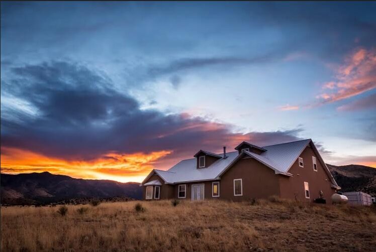 LOH lodge at sunset in Magdalena, New Mexico